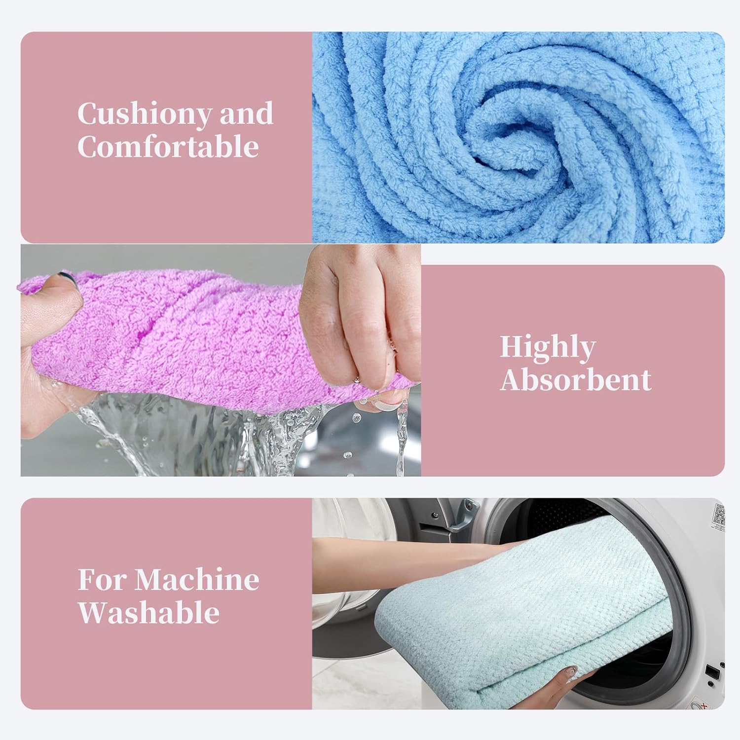 24 Pcs Towels Set 6 Bath Sheets 6 Washcloths and 12 Hand Towels, Reusable Absorbent Quick Dry Colorful Coral Velvet Towel for Shower Bath Spa Hotel Bathroom Supplies (Multicolor) - Image 3