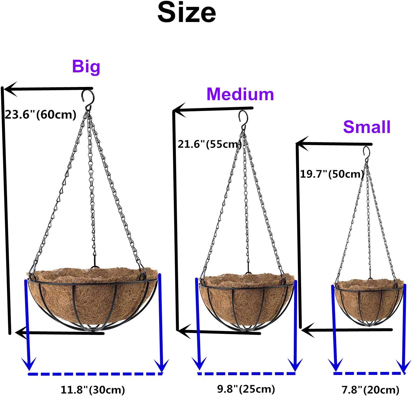 Silk Flower Chain Hanging Basket Flowerpot Artificial Daisy Purple Fake Flowers (Big Basket)