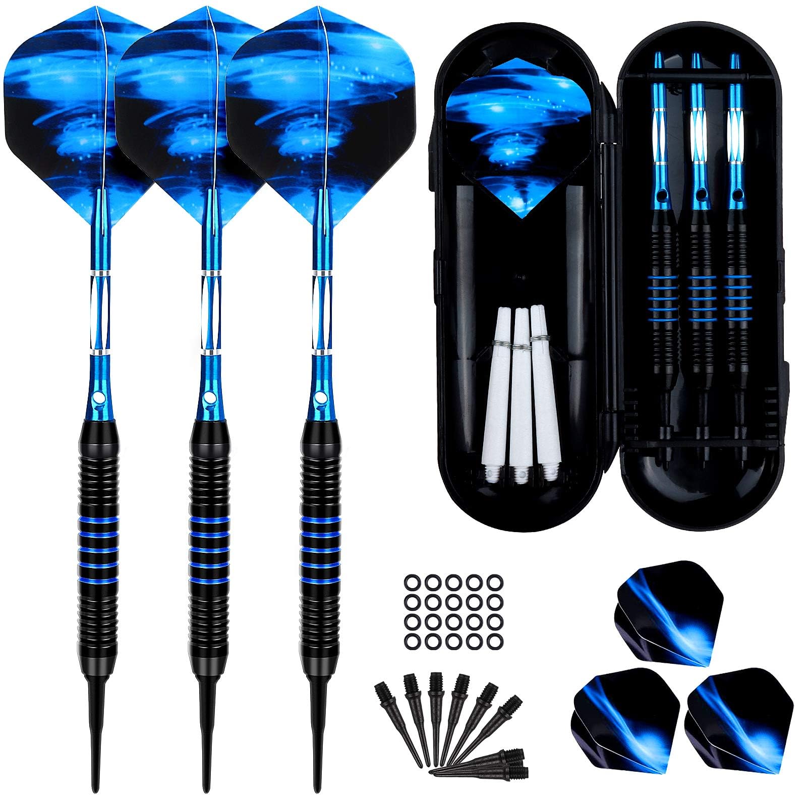 Flechette Pointe Plastique Pro 18g, Set de Flechettes à Pointe Souple pour Cible Electronique 3 Fléchettes