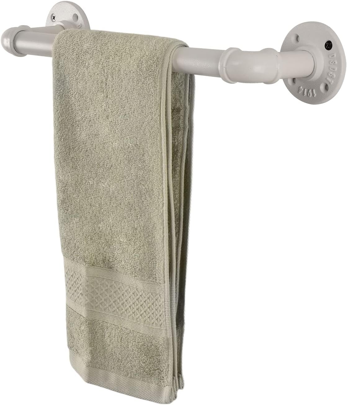 Pipe Towel Bar Wall Mounted Industrial Towel Rack Holder Rustic Heavy Duty Bathroom Hardware(12 inch,White)