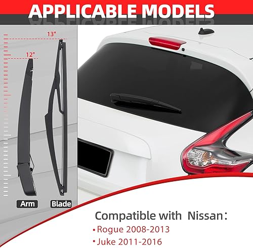 Miniatura 4 de Juego de limpiaparabrisas trasero - Reemplazo para Nissan Rogue 2008 2009 2010 2011 2012 2013 OE28780-JM00A