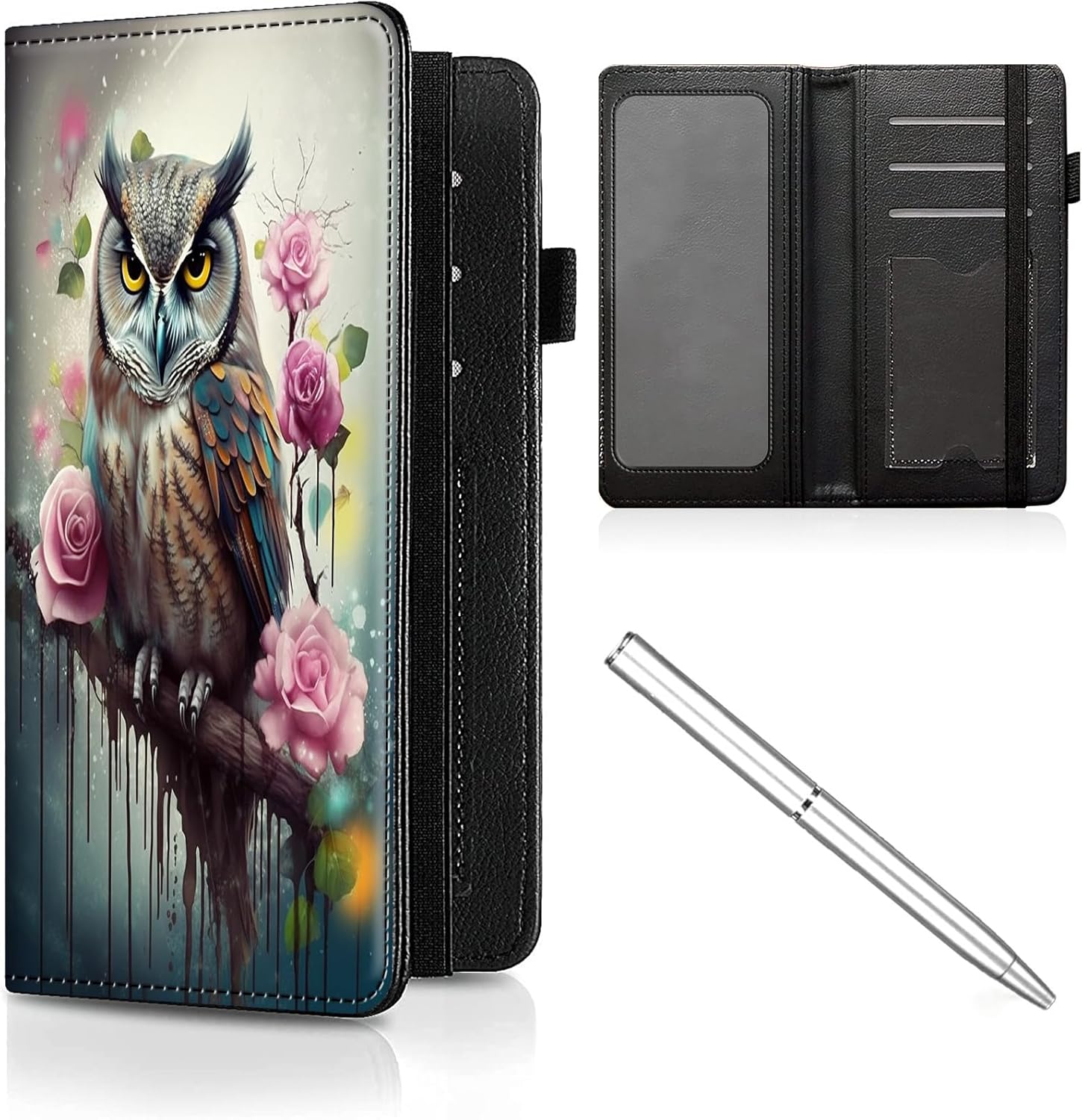 Stylische Scheckbuchhülle Mit RFID-Schutz - Dunkelrosa Organizer Mit Stifthalter