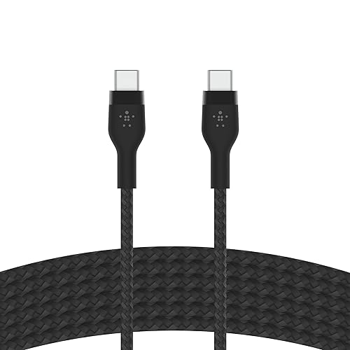 Belkin BoostCharge Pro Flex Cable trenzado USB-C a USB-C (9.8 ft10 pies), cable de carga rápida USB-IF para iPhone 16 Series, MacBook Pro, iPad Pro,