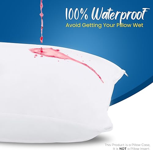 Miniatura 3 de Utopia Bedding Protectores de almohada impermeables con cremallera (paquete de 4, blanco) tamaño estándar, fundas de almohada a prueba de chinches,