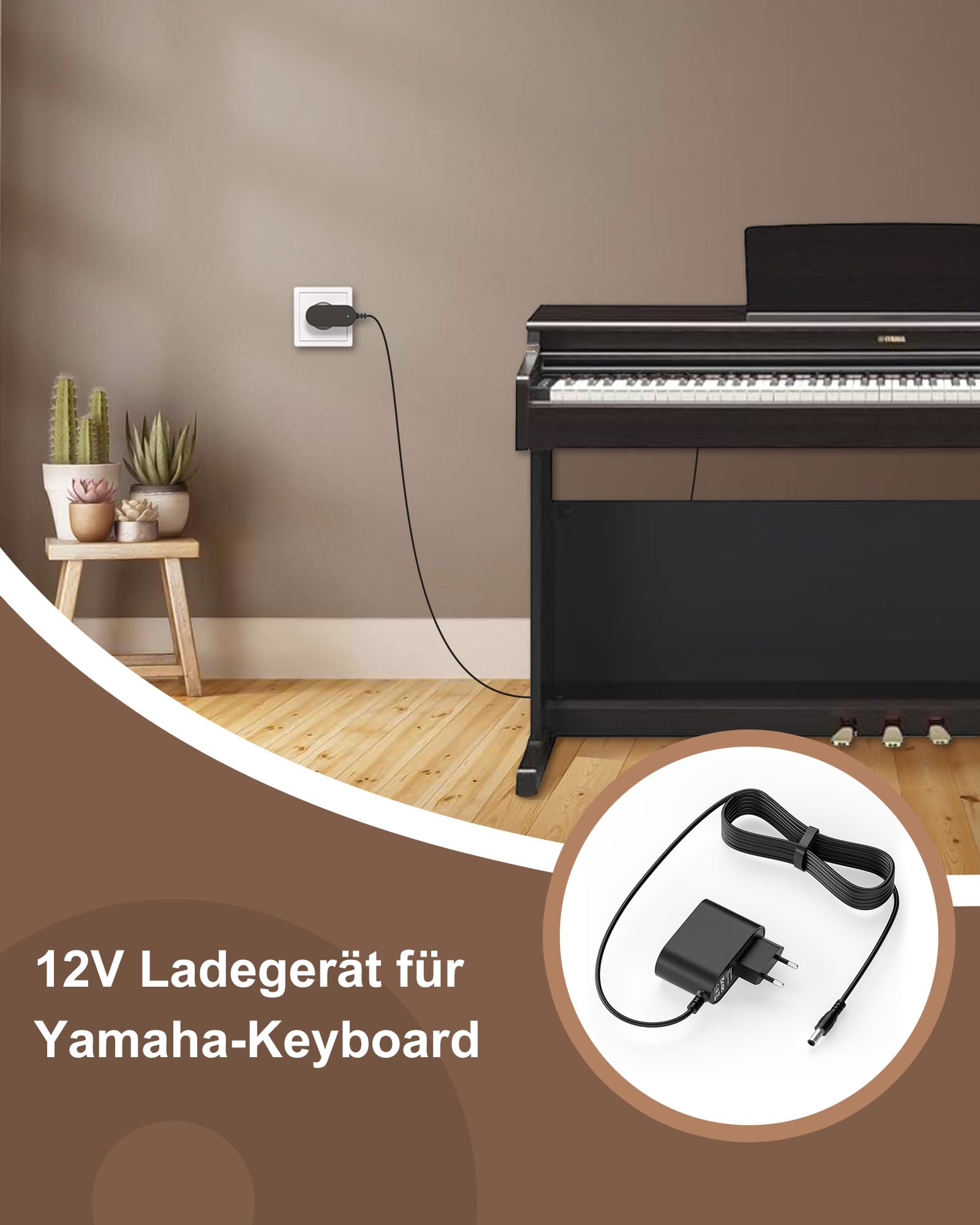 Alimentatore 12V Per Tastiere Yamaha PSR-210, PSR-500, PSR-520, Ricambio Nuovo E Sicuro