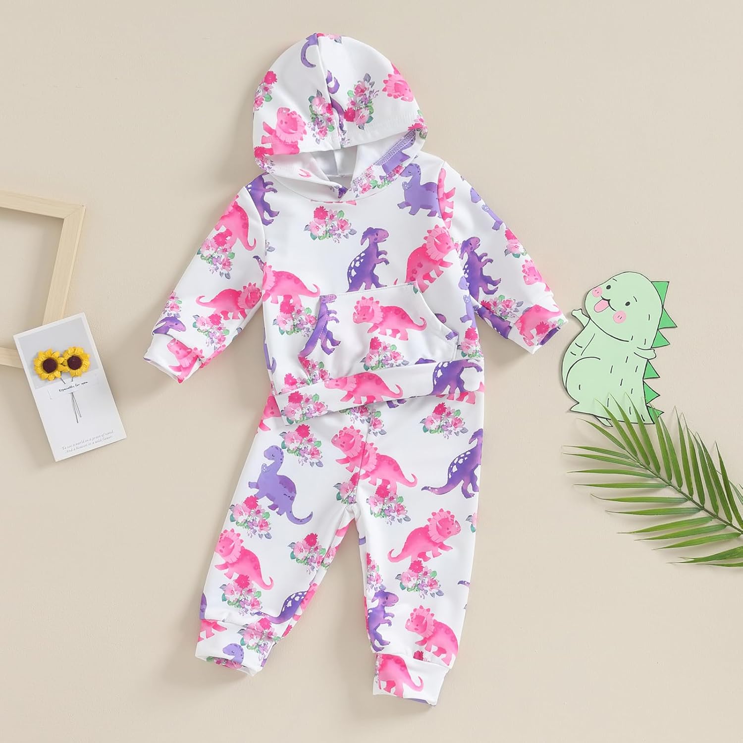 Miniatura 3 de Karwuiio Conjunto de 2 piezas para bebé recién nacido, sudadera con capucha y pantalones, ropa de otoño e invierno