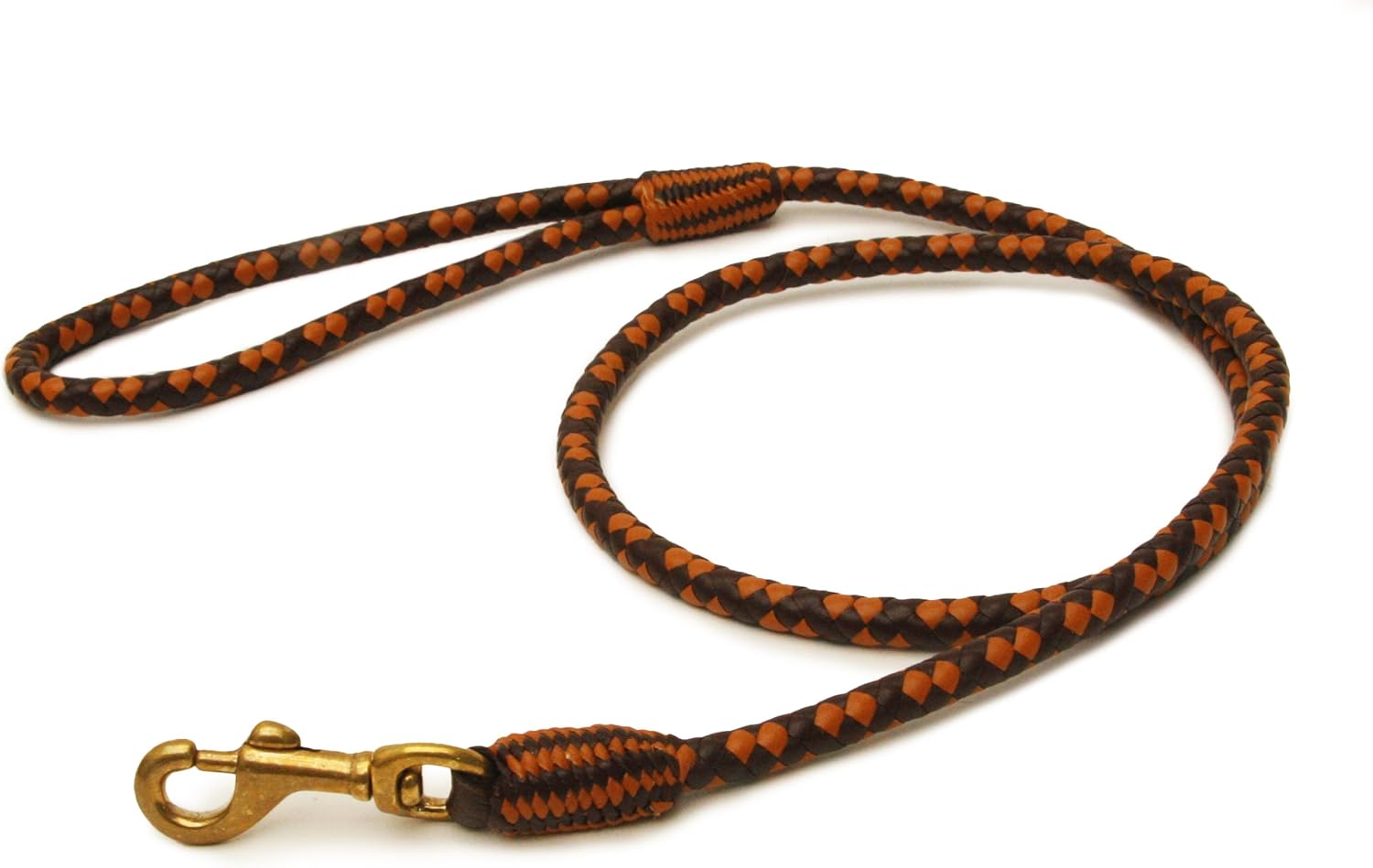 Alvalley Braided Leather Dog Leashes with Snap Clip - Pet Leads for Dogs - Soft Hand-Crafted Leather Leash - Sizes for Small, Medium, & Large Dogs (Brown, 91cm or 3ft - Thin)