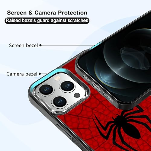 Miniatura 2 de Funda roja Spider para iPhone 12 Pro Max, funda protectora a prueba de golpes, bonita funda negra para hombres, mujeres, niñas y niños (6.7