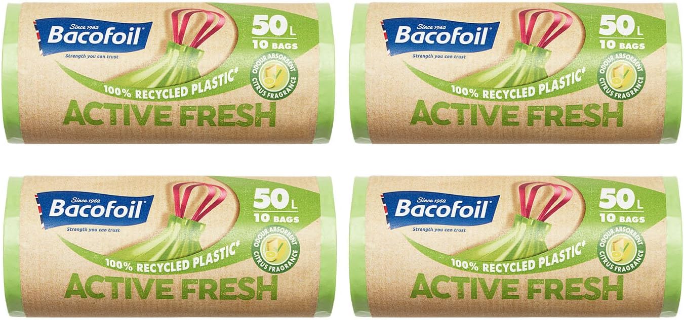 Lemon Scented Plastic Bin Bags 3 Rolls, 55 x 60cm, Bin Liners with