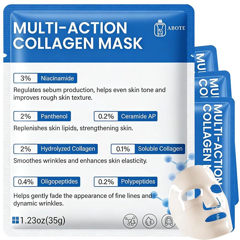 Máscara facial de hidrogel com colágeno ABOTE, 4 unidades