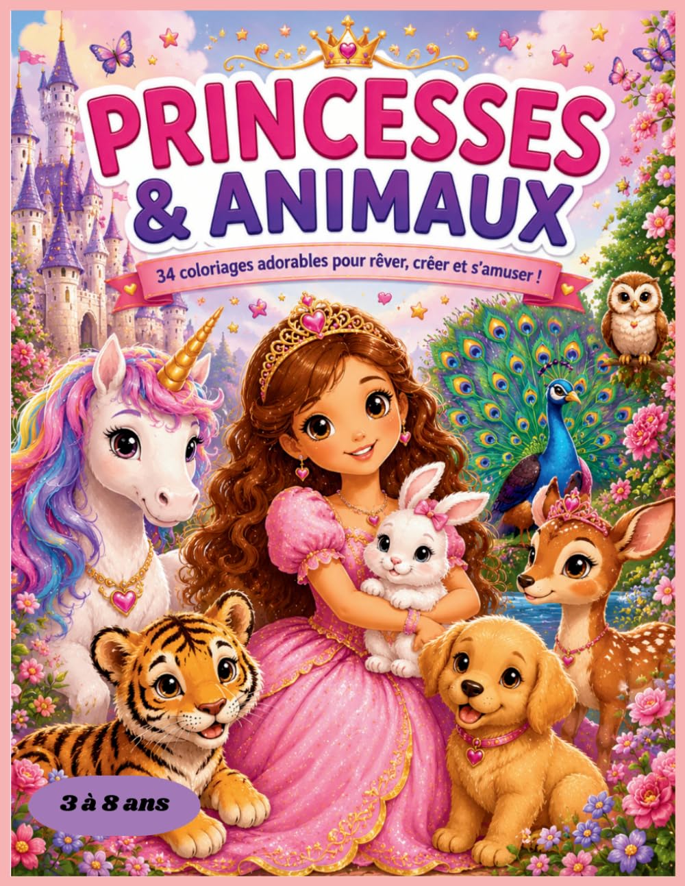 PRINCESSES& ANIMAUX: 34 coloriages adorables pour rêver, créer et s'amuser (Princesses Inspirantes)