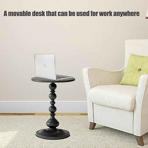 Miniatura 8 de Mesa auxiliar redonda de metal con pedestal, mesa de sofá, pequeña bandeja de TV para el sofá en la sala de estar y dormitorio, cama, silla, mini