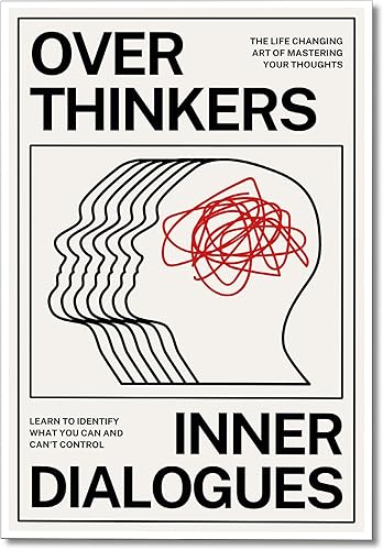 Póster retro sobre pensadores de diálogos internos, arte de pared con cita inspiradora de salud mental de moda, imagen estética de habitación,