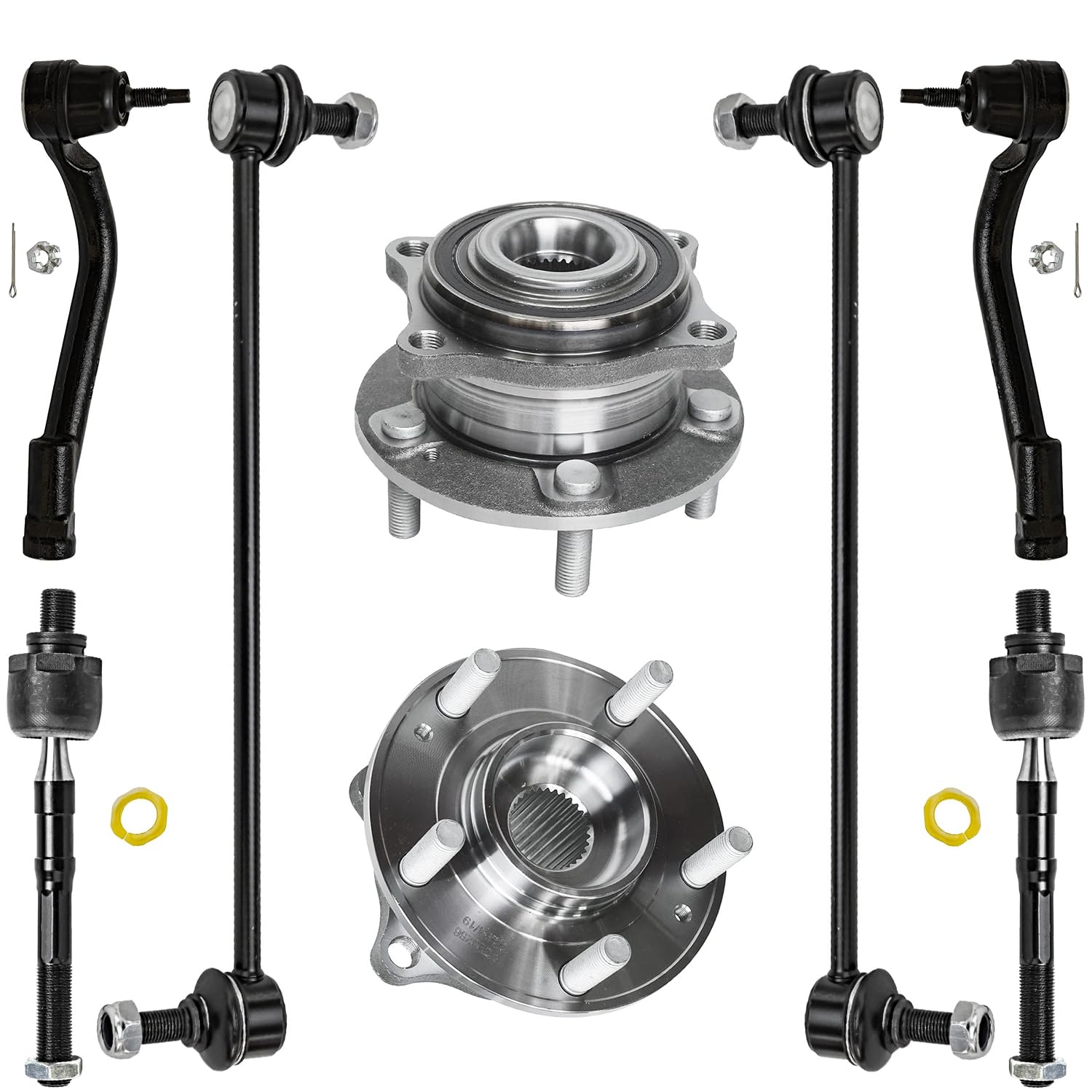 Detroit Axle - Front 8pc Wheel Bearing Hubs Kit for 2014-2015 Kia Sorento