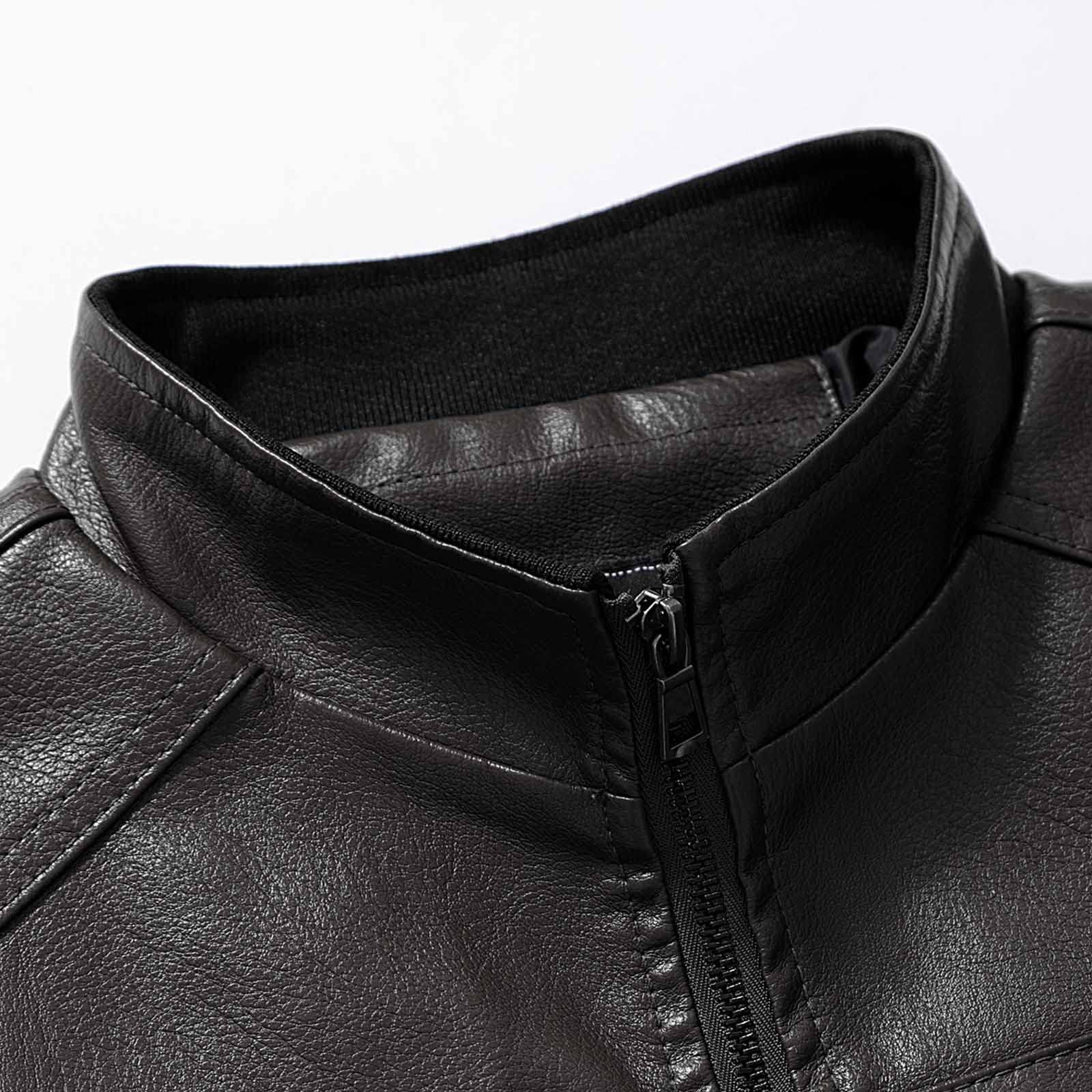 Giacca da uomo in Pelle PU Antivento Moto Giacca Calda Antivento Moto Retro Multi-Tasche Giacca in PU Casual Moto Pelle Giacche Autunno Faux Pelle Cappotti