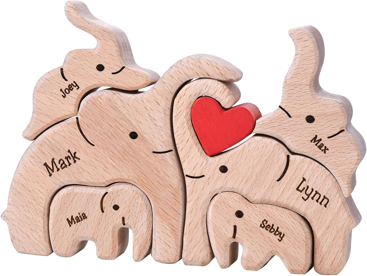 Personalized Family Wooden Puzzle with 2-8 Names Customizable Wooden Family Name Puzzles Home Desktop Decoration Idea Gifts for Dad Mom (Polar Bear)