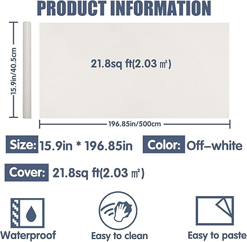 Miniatura 5 de WADILE - Papel pintado despegar y pegar 15.9 x 196.8 pulgadas, papel de contacto extraíble para armariosencimeras impermeable, papel de pared para