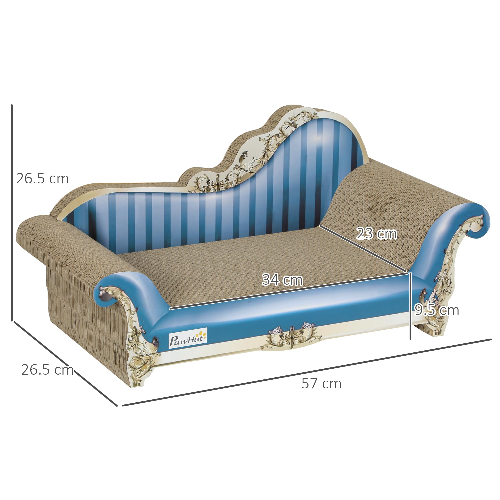 PawHut Tabla de rascar para Gatos 2 en 1 de cartón con Hierba gatera, Azul