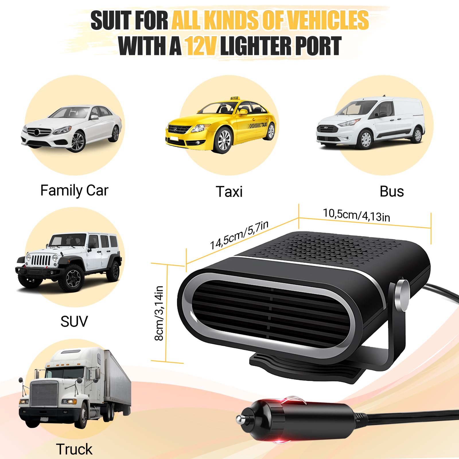 Qidoe 200W Autoheizung 12v Car Heater: Auto Heizung Tragbar akku kfz Heizlüfter, Zigarettenanzünder 12 Volt Standheizung Scheibenheizung sitzheizung mit Ventilator für Wohnmobil PKW Camping LKW 12 v
