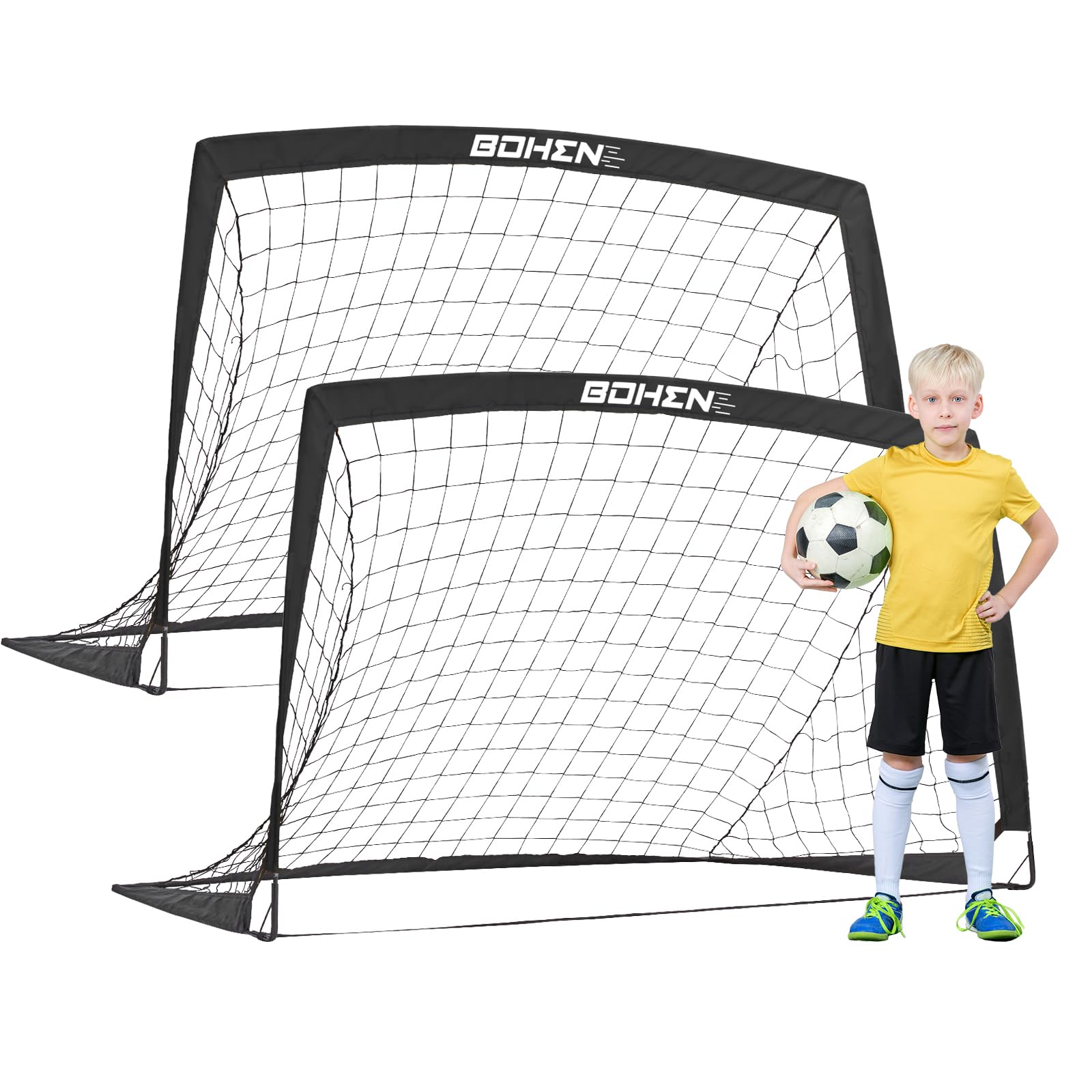 Amazon | BOHEN 5x3フィート ポータブル サッカーゴール 子供用
