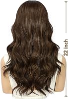 Sapphirewigs Csokoládébarna Hullámos Paróka - 13x4 Csipke Elülső Szintetikus Haj, 56 cm, Hőálló, 150% Sűrűség, Előtépett, Napi és Alkalmi Vi 3