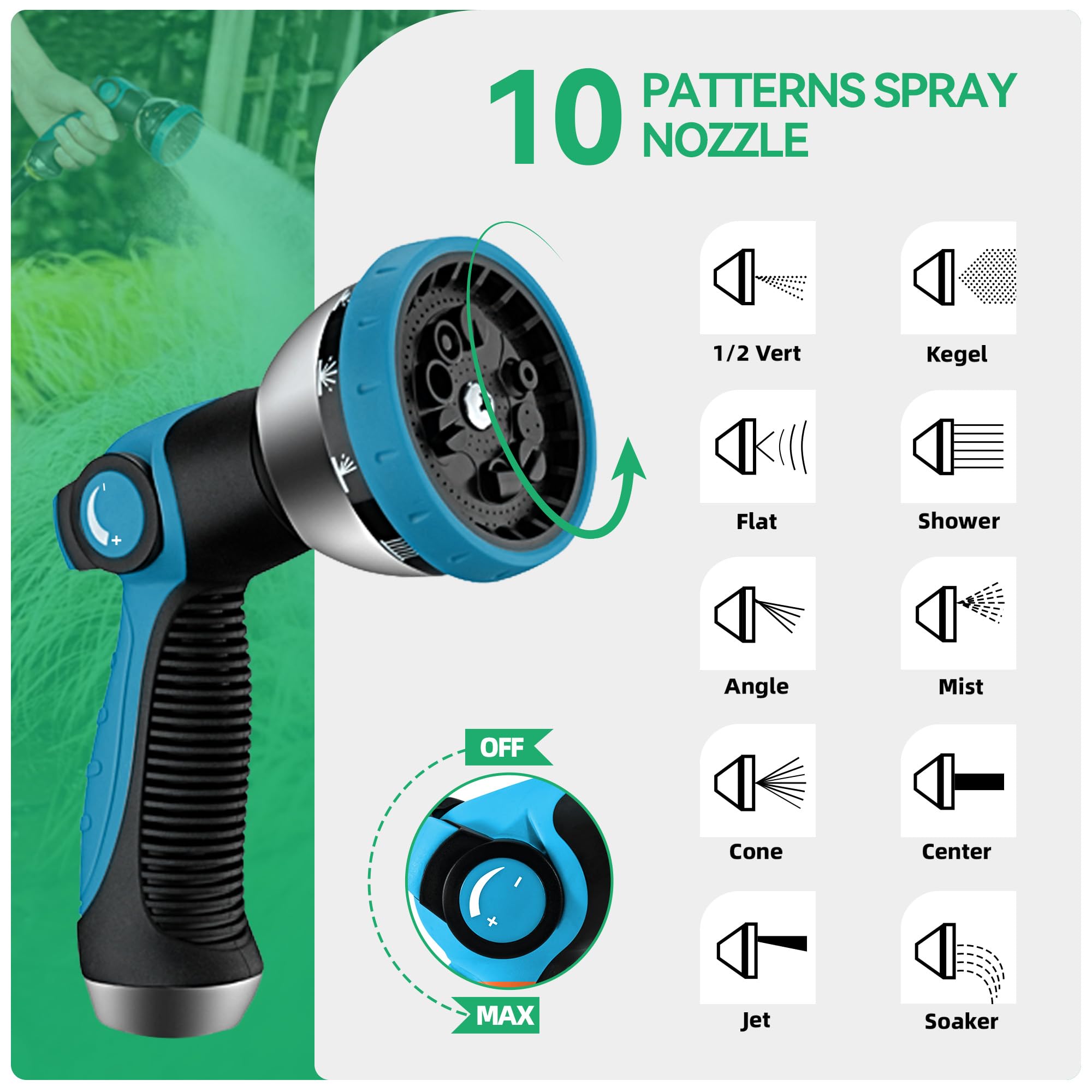 Tubo Da Giardino In Acciaio Inox 304 – 15,2 Metri, Leggero E Anti-Groviglio, Con 2 Ugelli (16 Modalità Di Spruzzo), Per Giardino E Auto