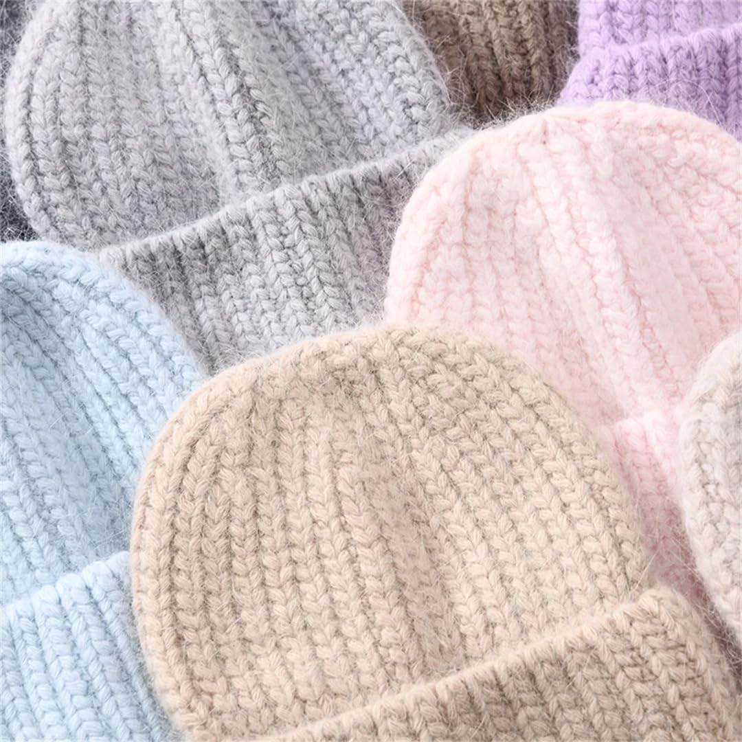 Wvapzxx Femmes Hiver Chapeaux Extensible Décontracté Femmes Bonnet Couleur Unie Chapeaux Pour Filles Baggy Longs Chapeaux Côtelé Cachemire Tricoté Sans Bride Bonnet