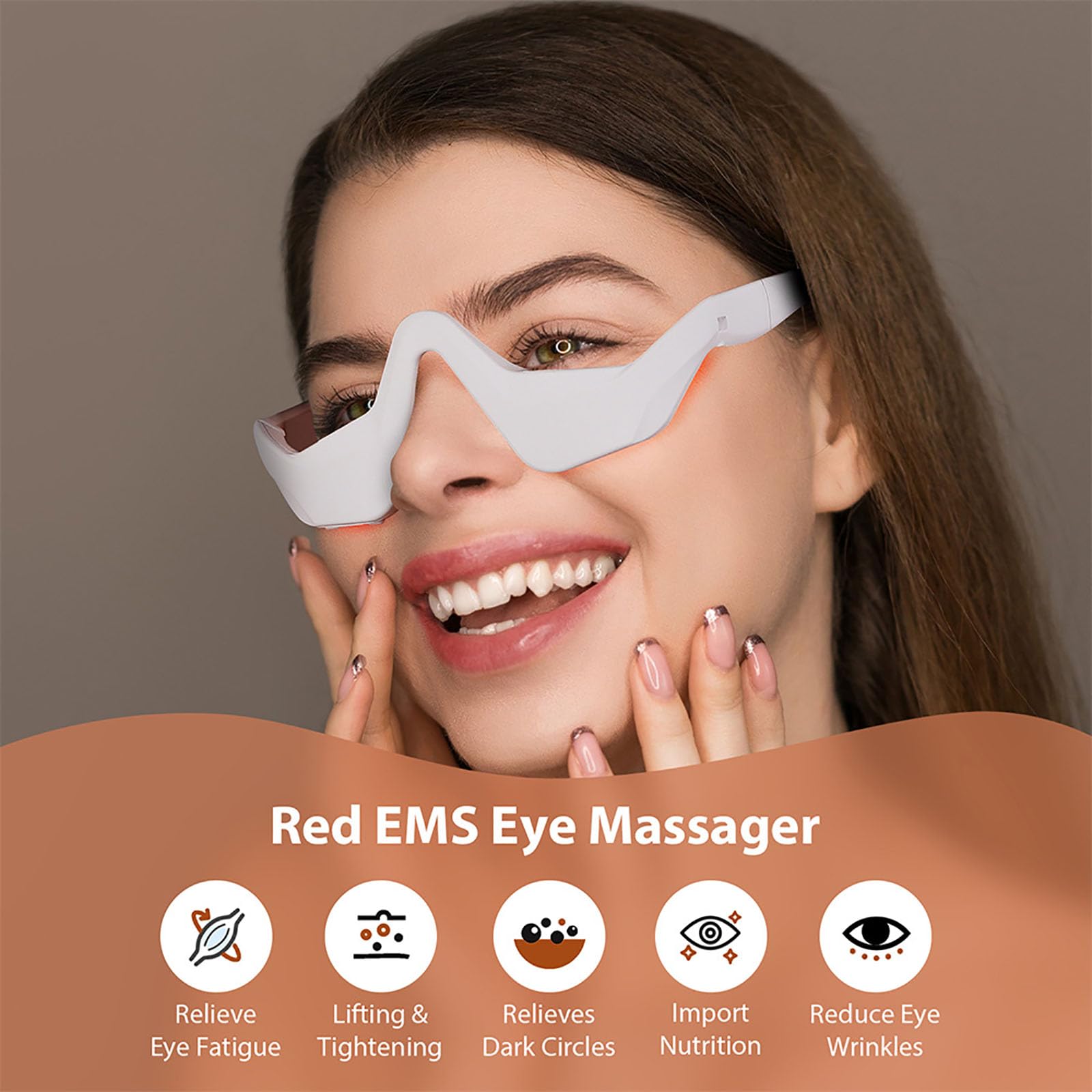 Dispositivo Renewa Eyelift, gafas de terapia de luz roja de ojo para removedor círculos oscuros ojos hinchazones Reducción de arrugas de bolsas, ojos de lente levantamiento masajeador (1Set)