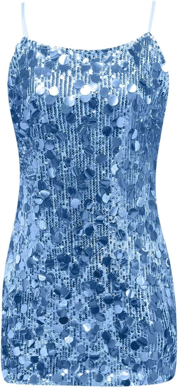 Elegant Sequin Mini Dress for Women Strap Backless Bodycon Dress for Club Evening Party Cocktail Dance Events