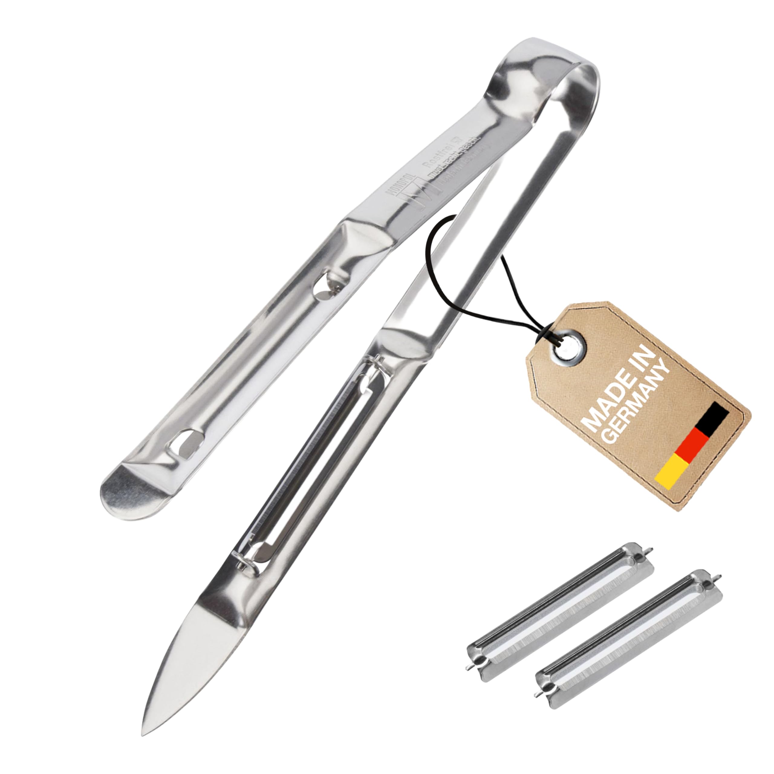Westmark Silver Asparagus Peeler Including 2 Replacement Blades, Monopol Edition, Asparago Due, Stainless Steel, 607233E6