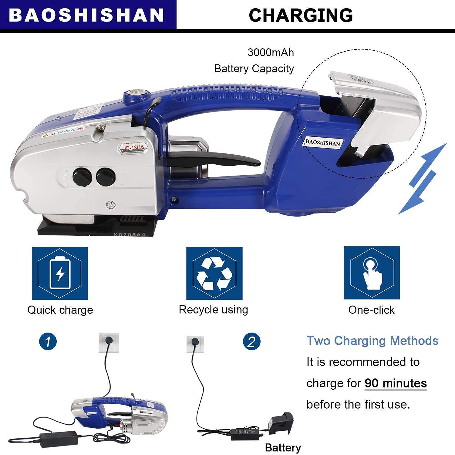 Outil de cerclage électrique automatique pour bandes PP/PET, machine d'emballage chauffante portable pour regroupement et expédition sécurisés