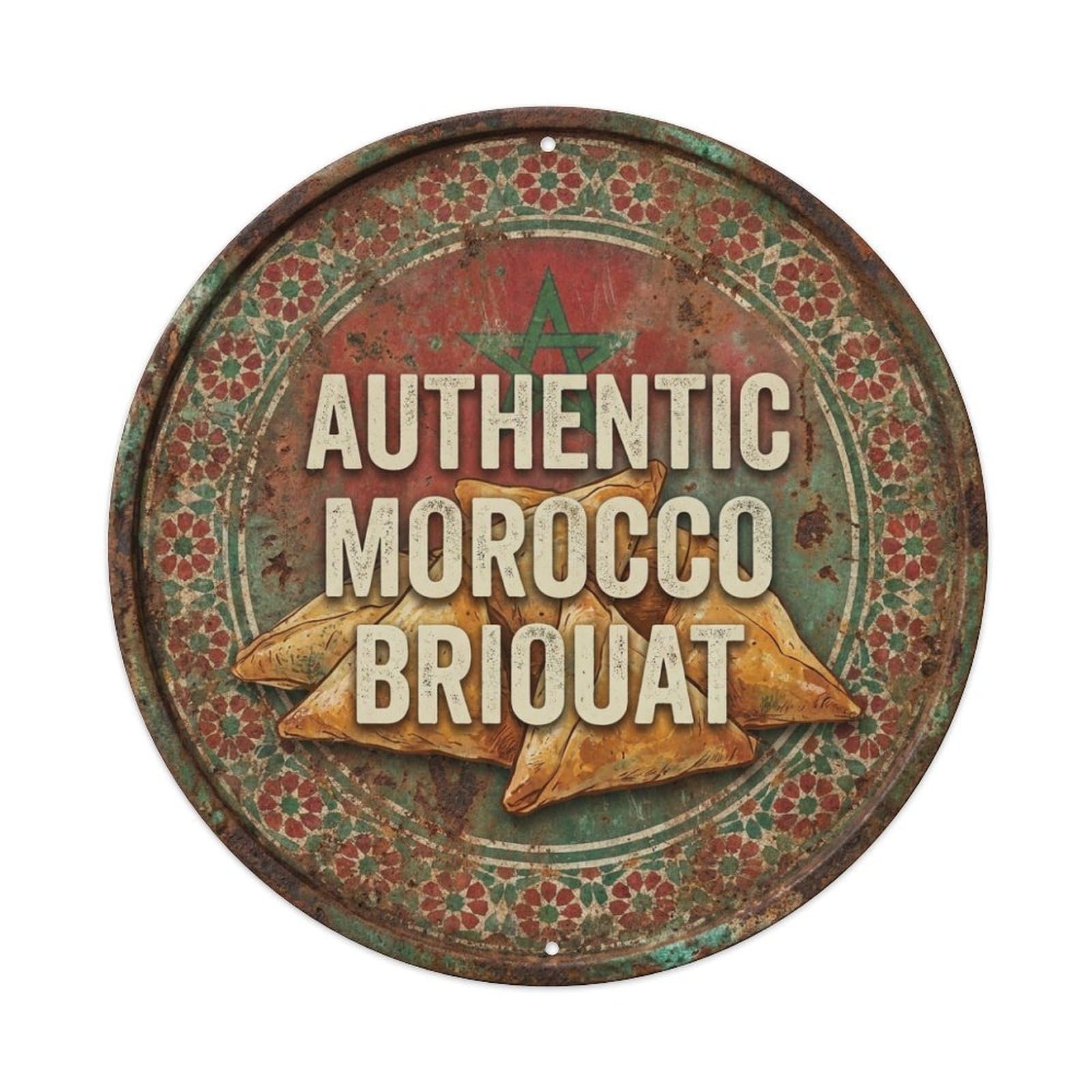 Morocco Travel Briouat Savory Pastry Cuisine Metal Tin Sign