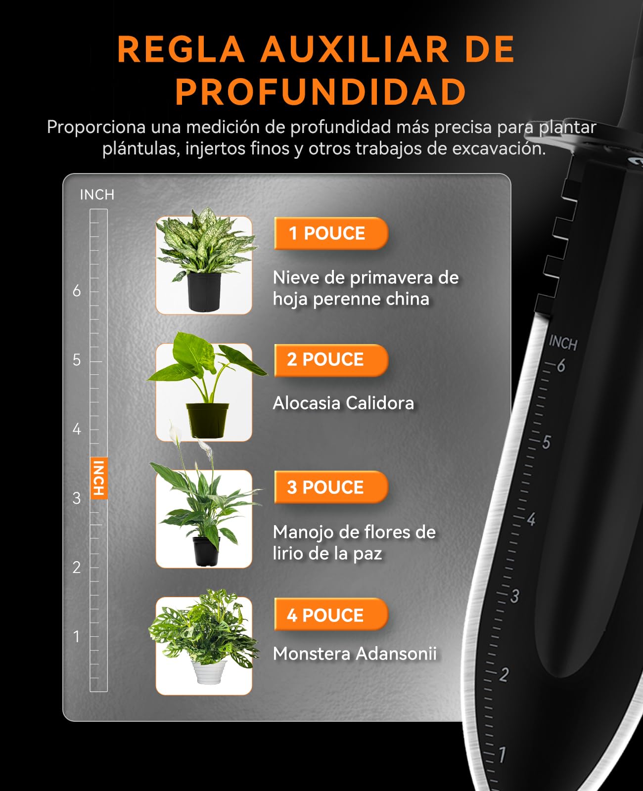 SUNPOW Pala de jardín Resistente con Funda de Transporte: pequeña Pala con Doble Borde dentado, Cuchilla para excavar para jardinería y Acampada, con Escala de medición