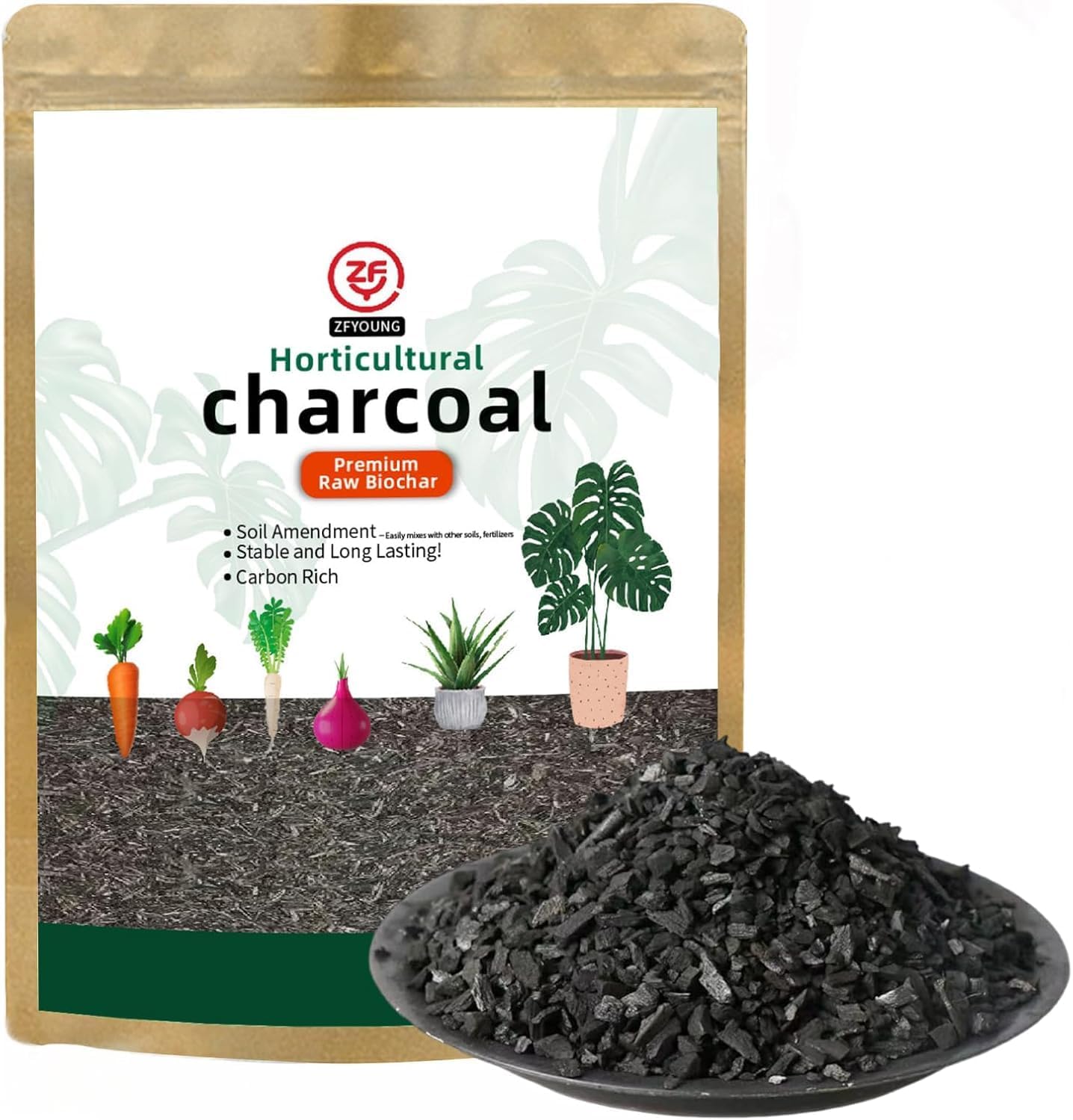 Organic Activated Charcoal for Garden - Garden Organic Horticultural Charcoal and Greenhouse Made from By-Products Pure Hardwood for Growing and Gardening Plants 300g Bags
