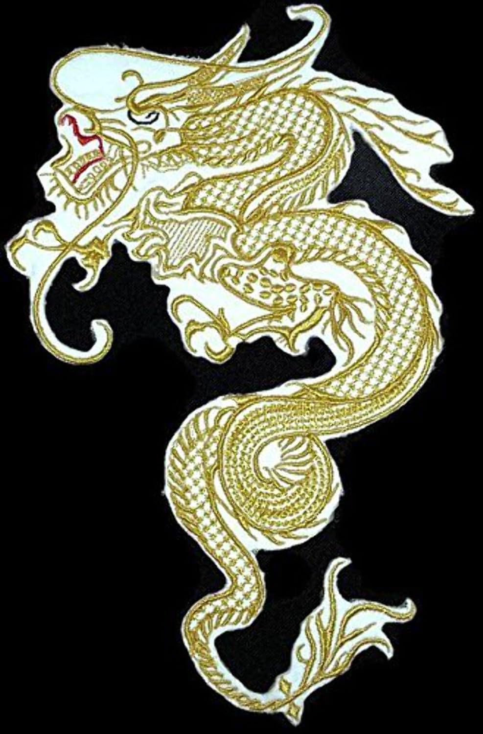 BeyondVision Custom Golden Dragon Embroidered Iron on/Sew Patch [6.5" * 4"] [Made in USA]