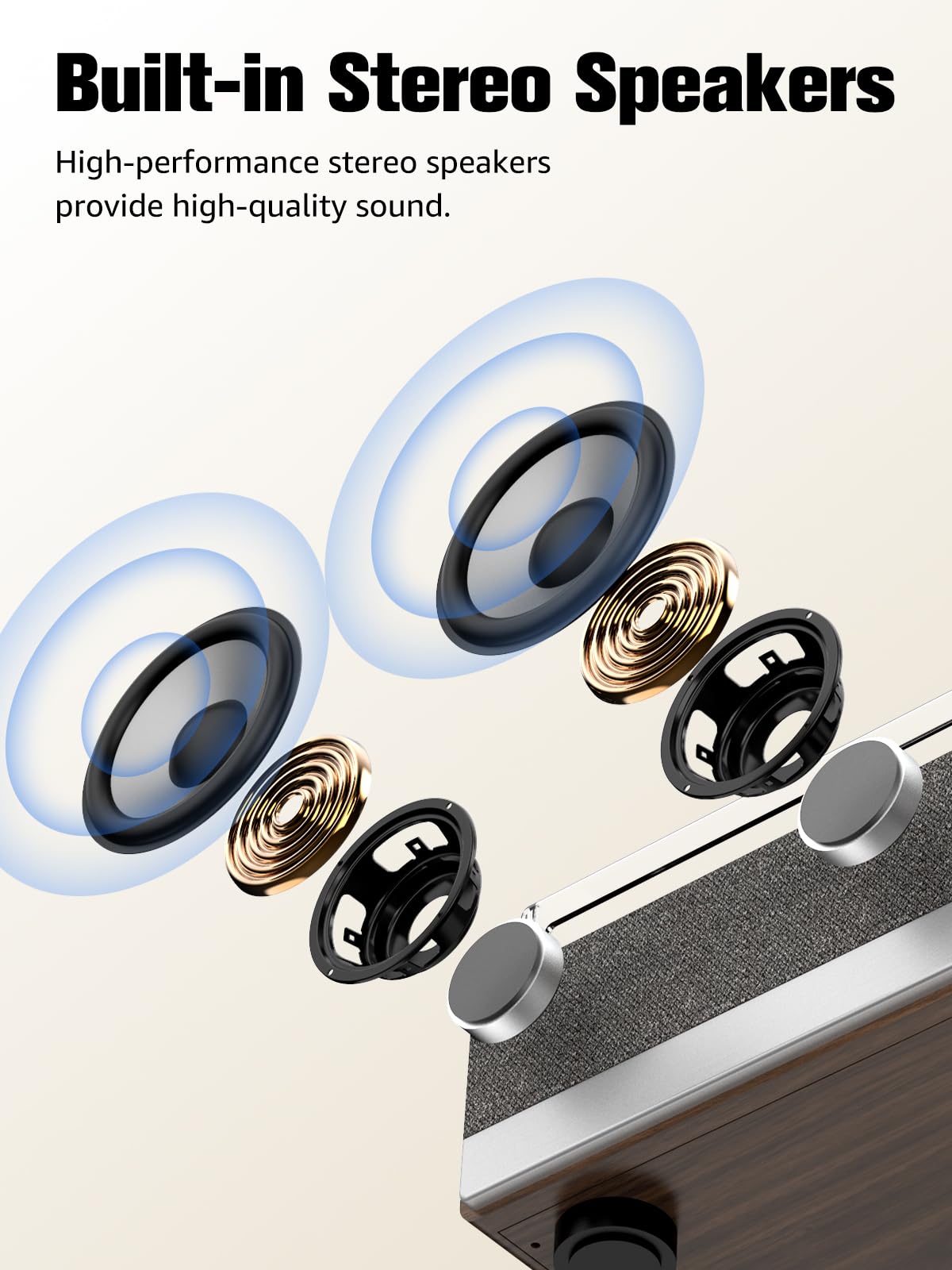 Giradischi in vinile 7 in 1 con altoparlanti integrati Bluetooth in & out trasmissione a cinghia 3 velocità giradischi per dischi in vinile supporto radio AM/FM, controllo del passo e uscita linea RCA