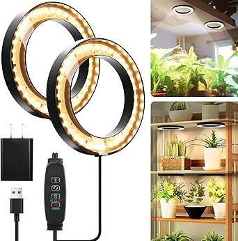 Mosthink 6.3" Ceiling Grow Lights for Indoor Plants, 144 LEDs Plant Light Full Spectrum, Under Cabinet Growing Lamp with Auto Timer, 10 Dimmable Levels, 3 Modes with Transparent Cover,Corded