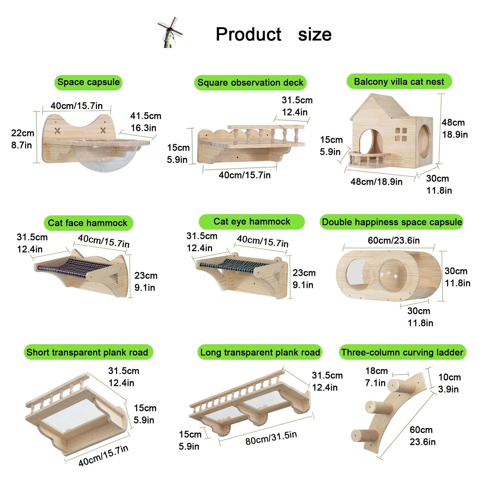 Mensola da parete in legno massello for gatti e trespolo for, nido fai te for, piattaforma for saltare, capsula spaziale, albero for in sisal(Style1)
