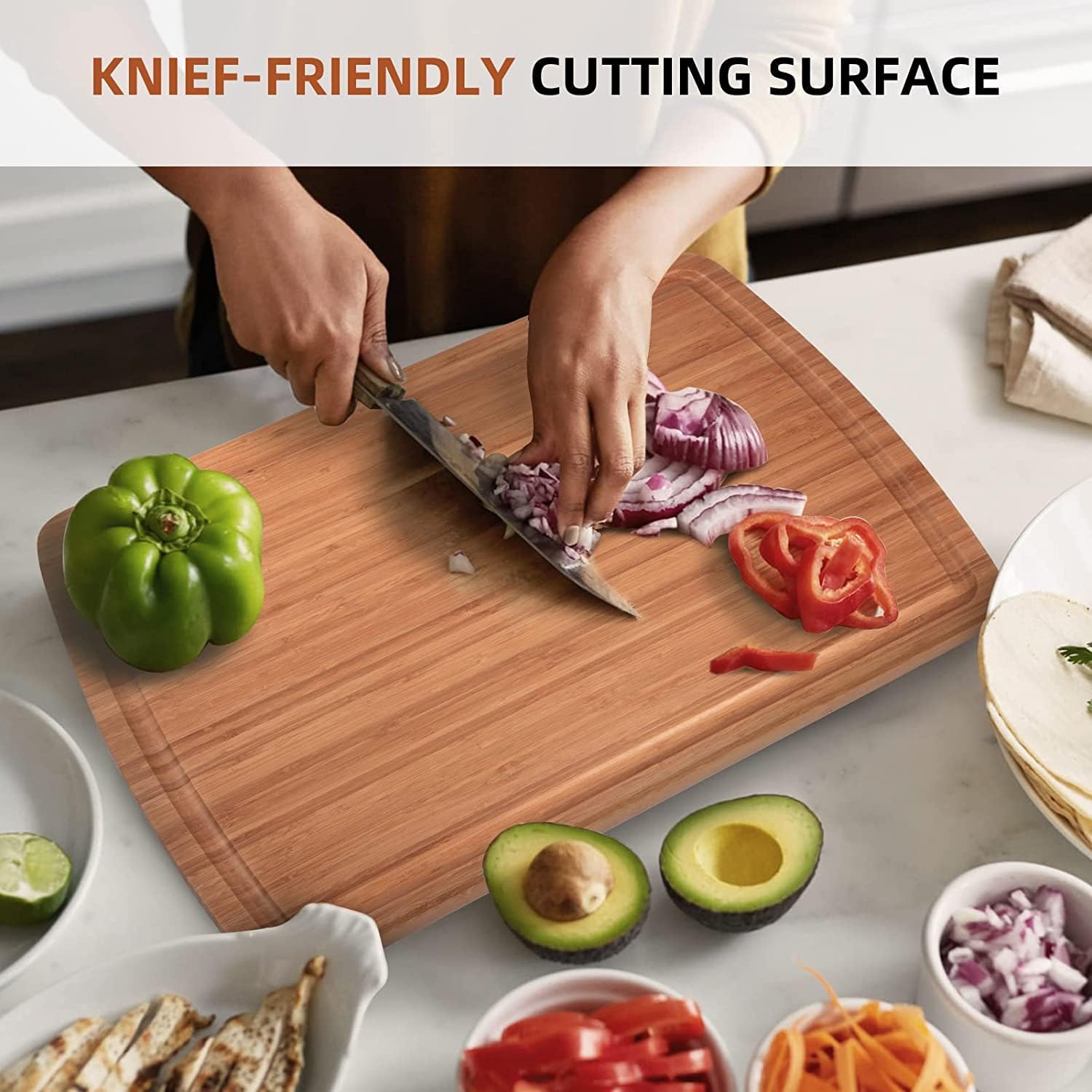 Extra Large Bamboo Wood Cutting Board, 30 x 20 Inch Kitchen Wooden Chopping Board with Juice Groove, Reversible Butcher Block Cutting Board for Meat, Turkey Carving