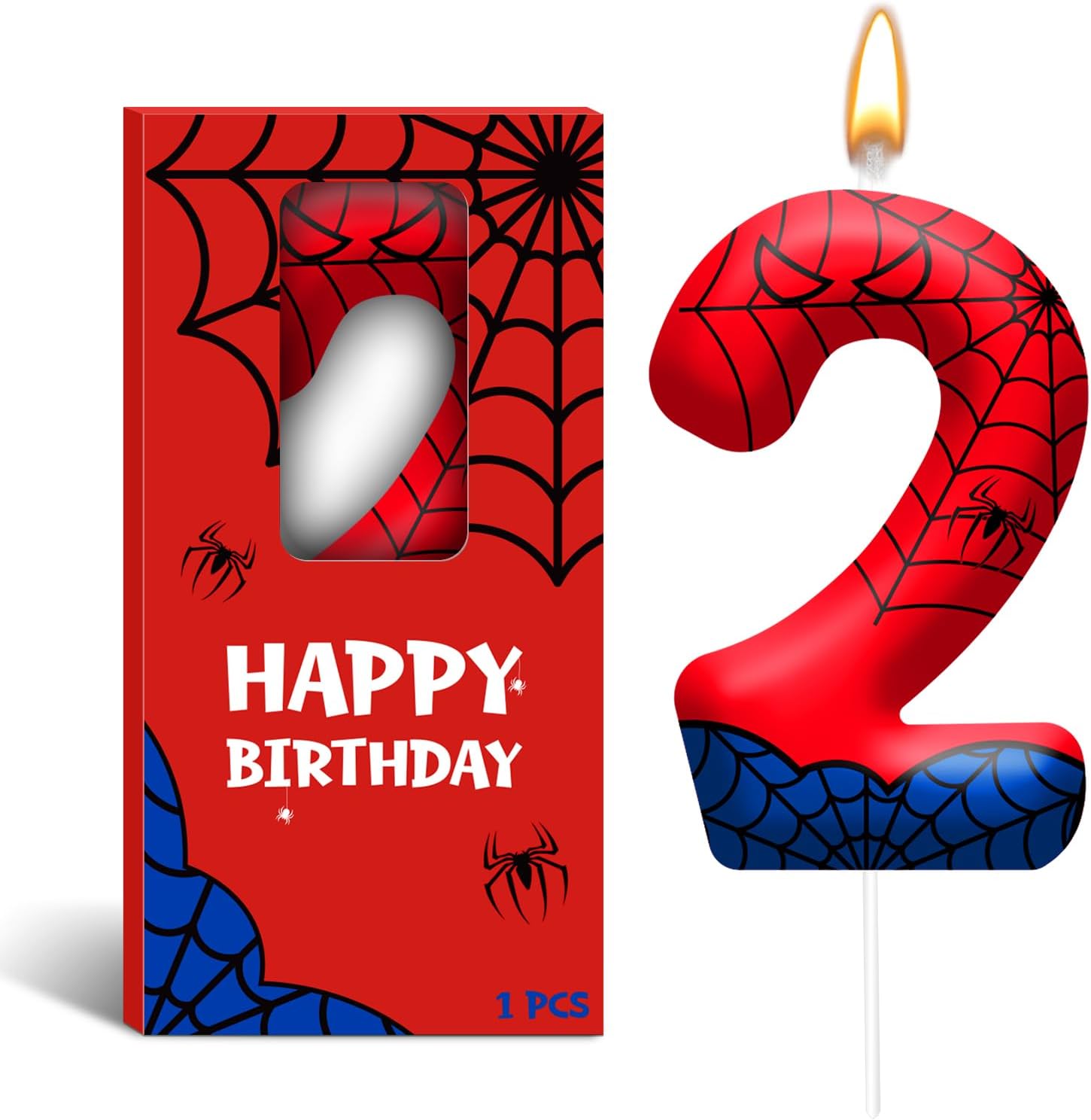 Spider Birthday Candles Number 4, Themed Cake Party Decoration