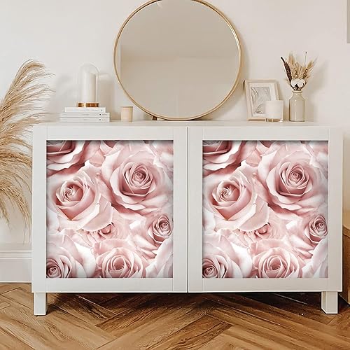 Miniatura 4 de Abyssaly Papel tapiz floral rosa moderno para despegar y pegar, 17.7 x 236 pulgadas, papel de contacto de flores rosas para decoración de
