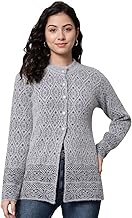 eWools Women's Wool Round Neck Cardigan