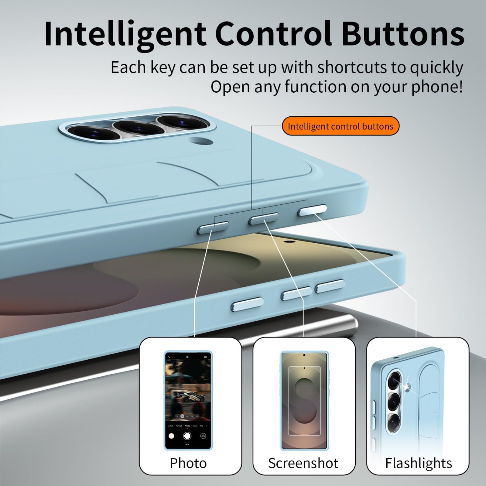 Etui na telefon komórkowy Galaxy S25 + 3 przyciski Smart NFC + stojak na bransoletkę + metalowy aparat, Slim Stand ing Grip Case do Samsung Galaxy S25 (1)