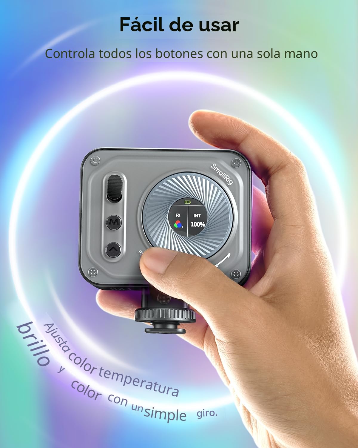 SMALLRIG Luz de Video RGB Vibe P108 Pro, Luz LED Portátil para Cámara para Fotografía, Luz de Zapata Fría, CRI95+, 2500-6500K, 12 Efectos, Accesorios de Luz de Relleno,Transmisión 4661