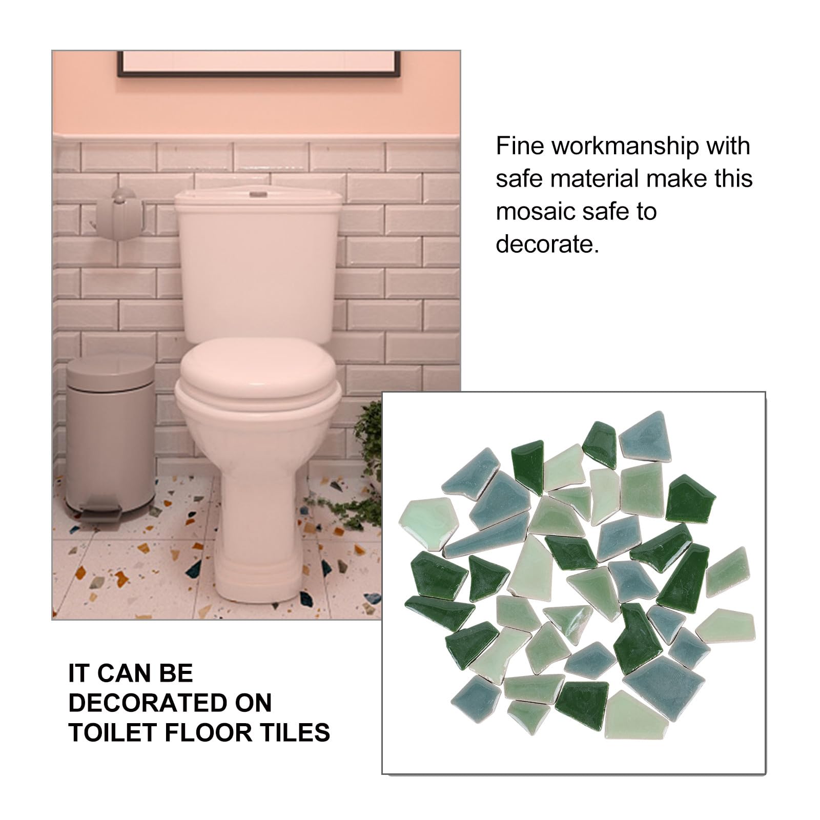 Artibetter Piastrelle di Mosaico Fai da Te 500g in Ceramica Bordi Uniformi e Aspetto Irregolare, Materiale Sicuro per Decorazioni Artistiche a Casa o Giardino