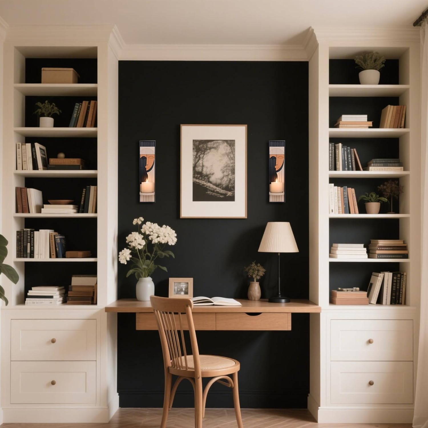 Modern Art Wall Candle Holder, Abstract Face Candle Sconce Set of 2, Wall Decor, 16.5 x 4.33 Inch (Boho)