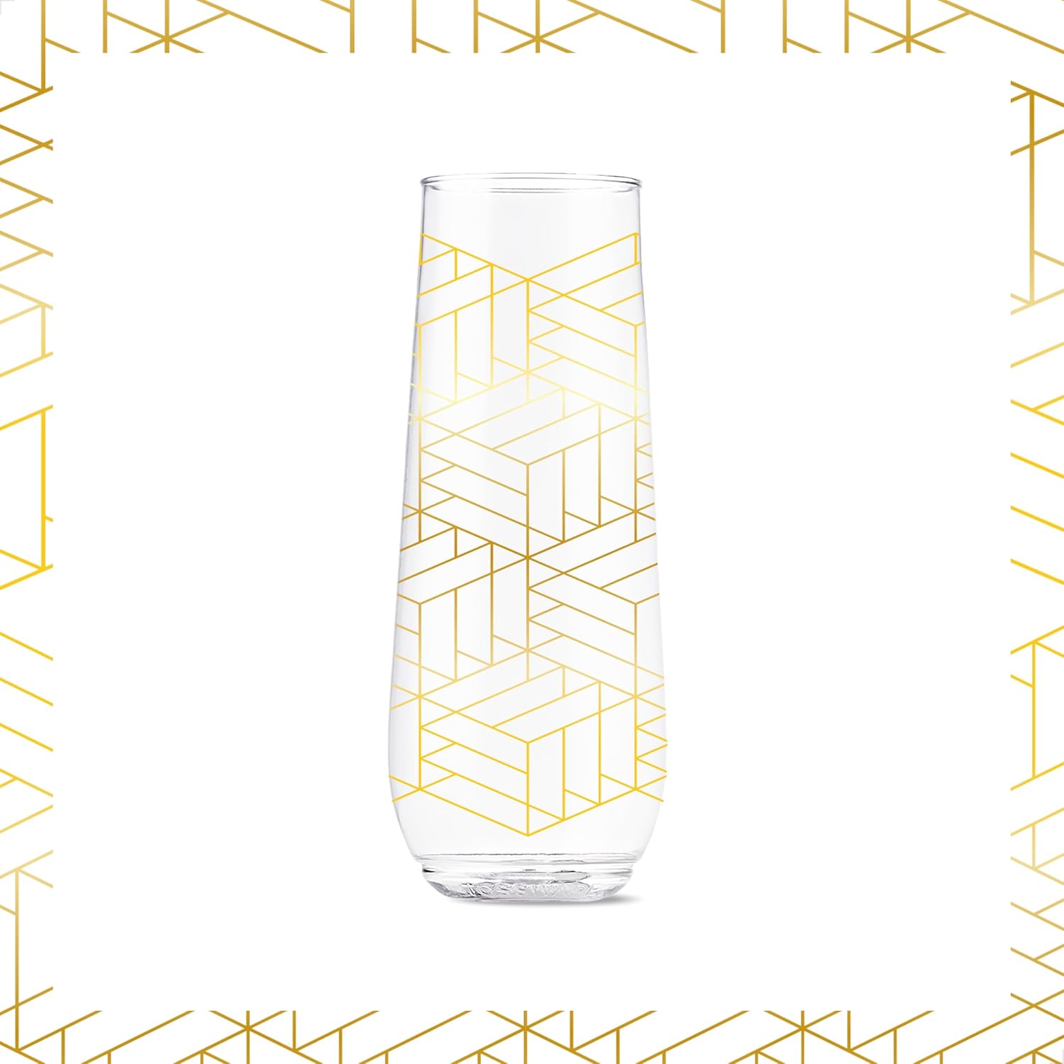 TOSSWARE POP 9oz Flute Linear Gold Series, SET OF 6, Premium Quality, Recyclable, Unbreakable & Crystal Clear Plastic Printed Champagne Glasses - Image 6