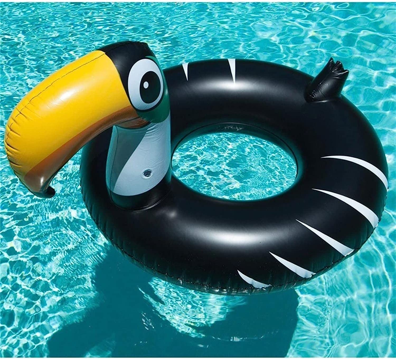 ZUMAHA Anillo de natación en Forma de tucanes, colchón de Aire Inflable Negro, salón de balsa Flotante Inflable para Piscina para Adultos, Decoraciones de Tubo de natación Flotador Inflable
