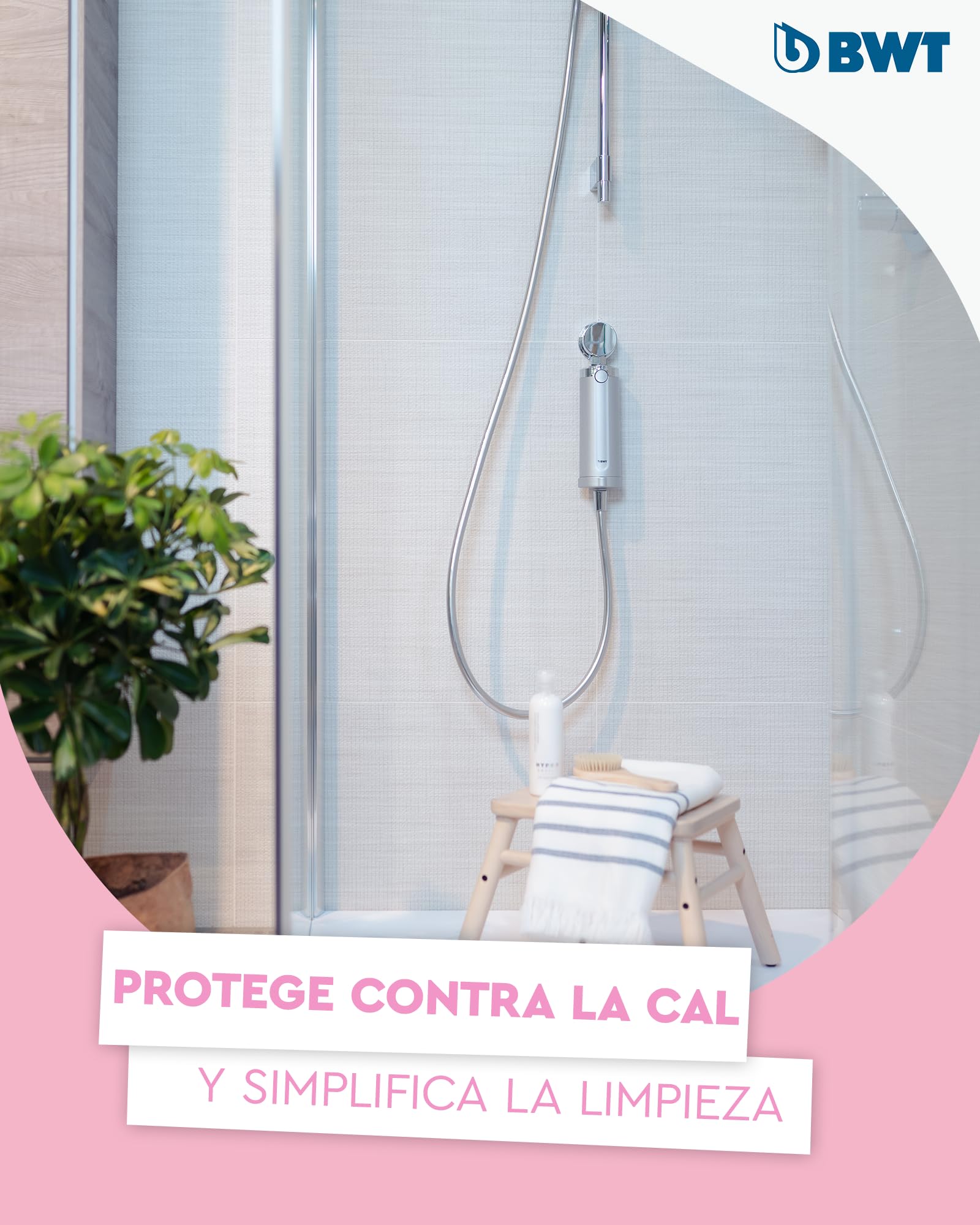 BWT Sistema de filtrado antical Quick & Clean con 1 cartucho filtrante | Protección antical en el baño | Filtro de ducha en línea Filtro de agua | Automontaje | Para grifería, cristal y azulejos