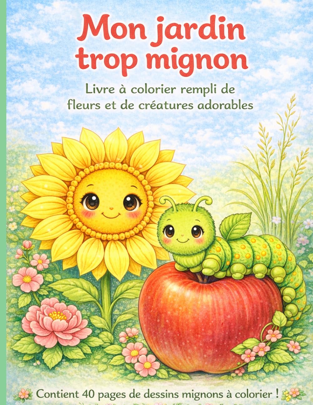 Mon jardin trop mignon: livre à colorier rempli de fleurs et de créatures adorables